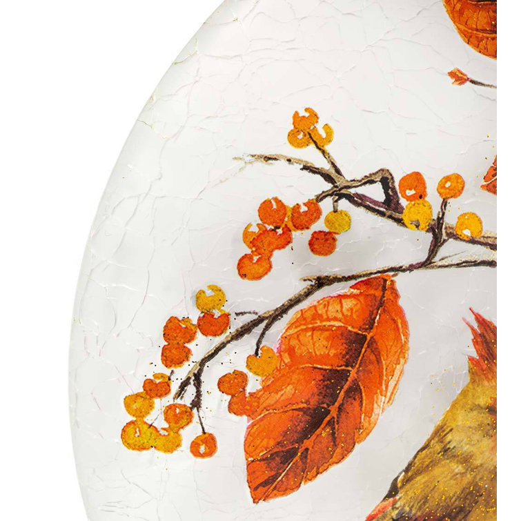 Plow & Hearth Figurine Accent Light with Cardinal Pair and Fall Foliage